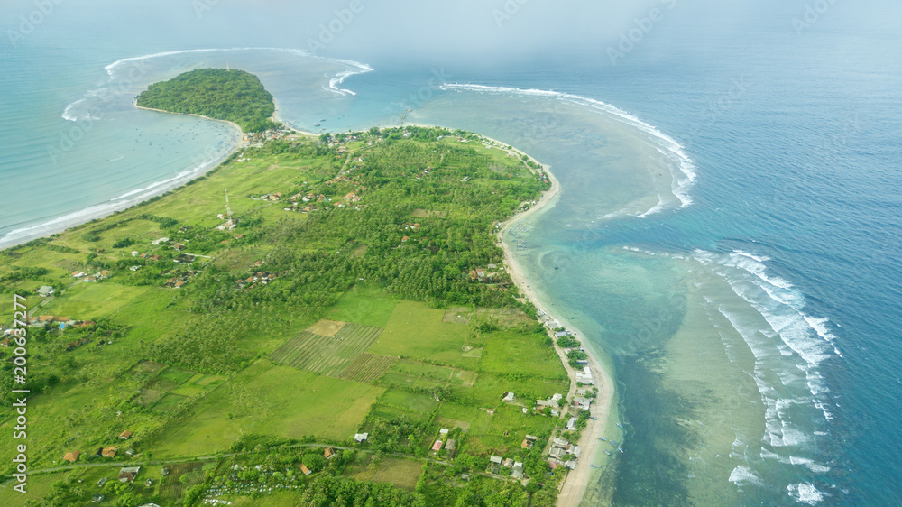 Beautiful aerial view of Ujung Genteng beach Beautiful aerial view of Ujung Genteng beach