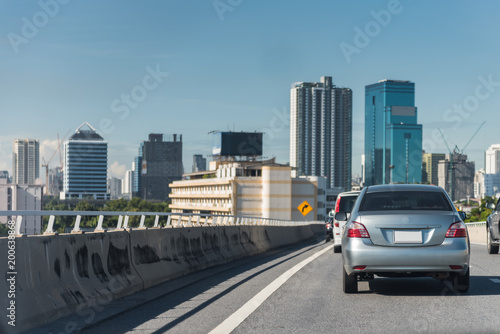 traffic jam with row of cars