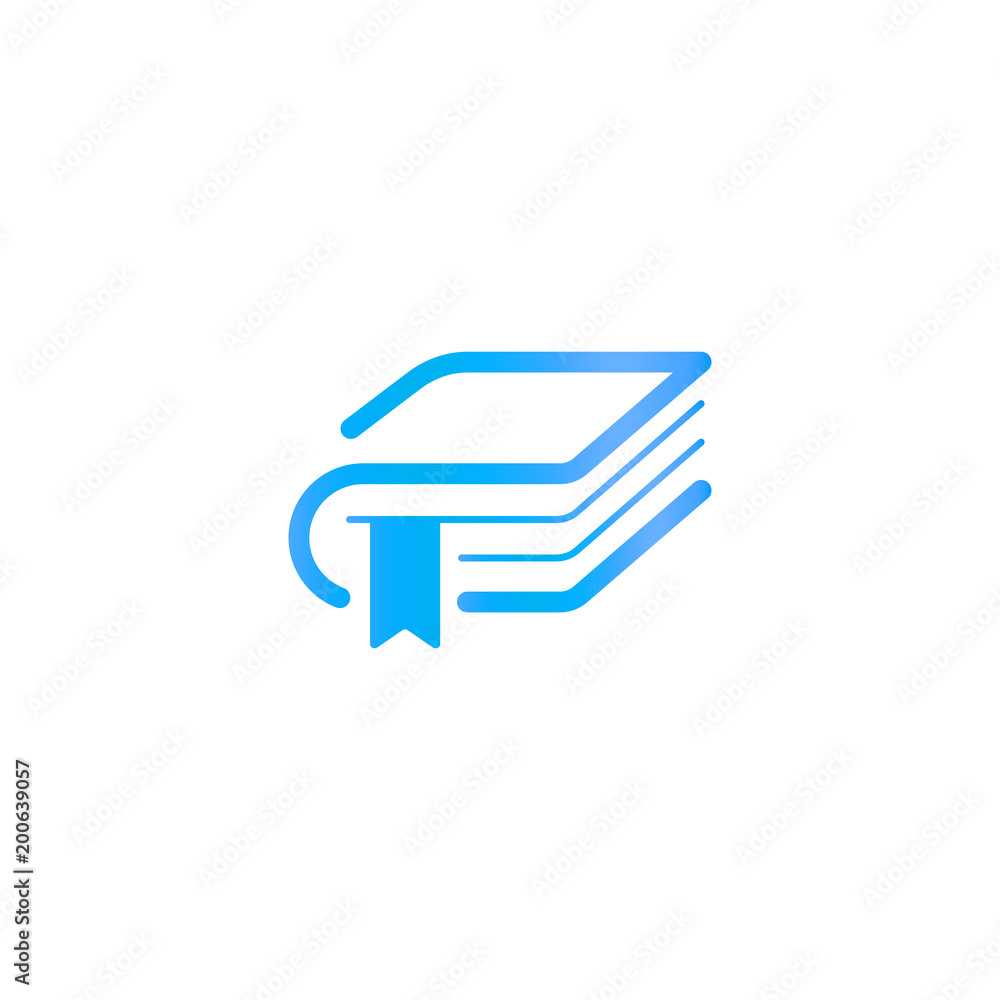 Book with a bookmark, education logo template. Library or publisher logotype. Abstract silhouette in linear style, vector clip art. Bookstore blue line art icon on white background, minimalism. Book with a bookmark, education logo template. Library or publisher logotype. Abstract silhouette in linear style, vector clip art. Bookstore blue line art icon on white background, minimalism.