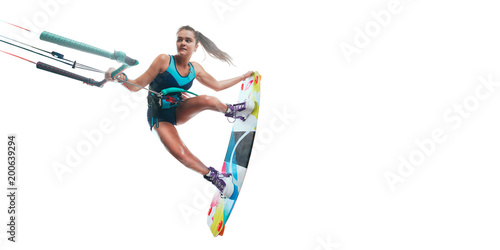 kite surfing isolated on white