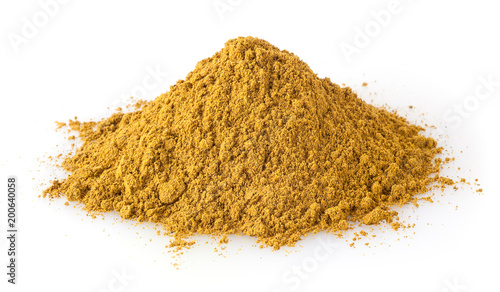 Valokuva Heap of curry powder isolated on white background