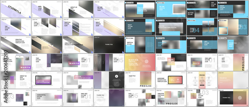 Set of minimal presentations, portfolio templates. Simple elements on white and black background. Brochure cover vector design. Presentation slides for flyer, leaflet, brochure, report, advertising