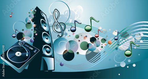Music design - turntable, speaker and notes