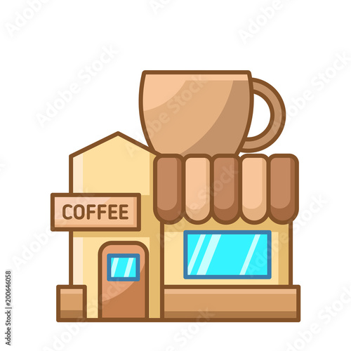 Icon Shop of coffee Illustration Filled Line 