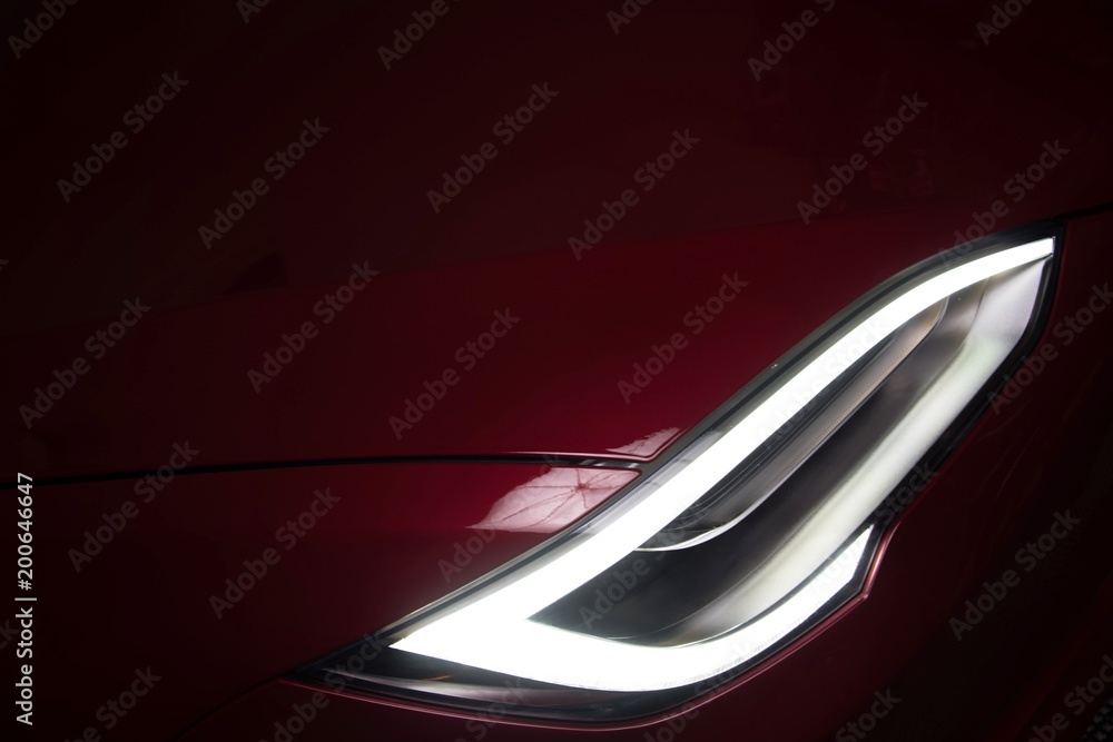 Fototapeta premium Headlight on electric car
