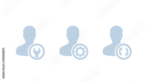 account, profile settings icons on white