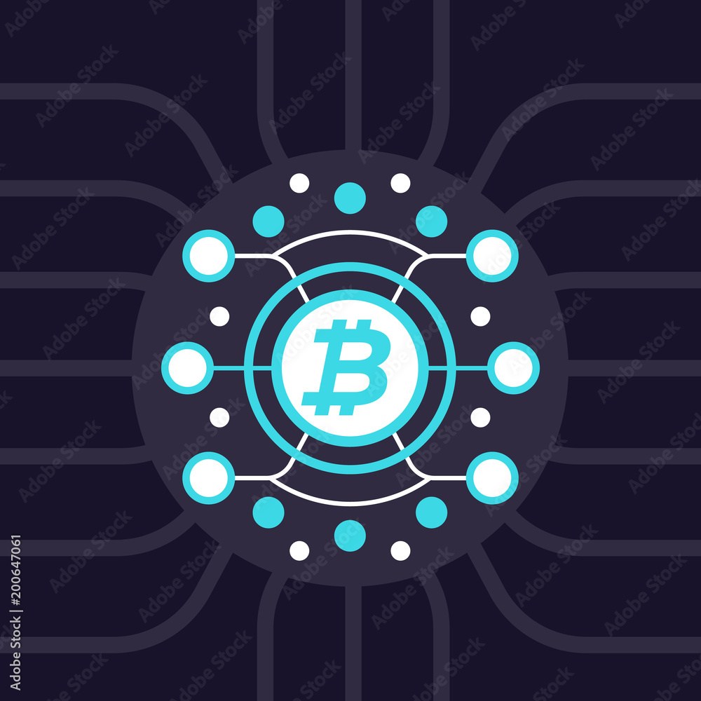 Bitcoin, cryptocurrency, blockchain vector illustration Bitcoin, cryptocurrency, blockchain vector illustration