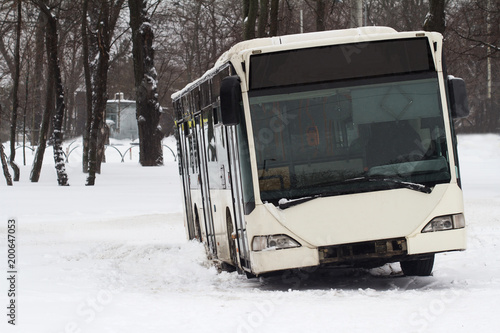 public bus accident in snow