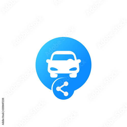 carsharing icon for web and apps, vector logo, car and share sign