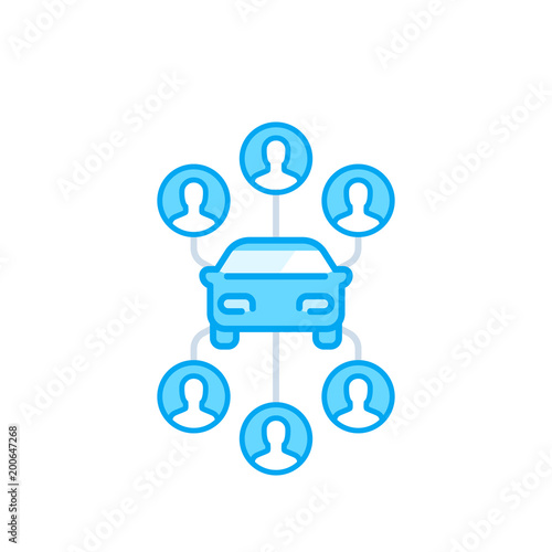 carsharing icon on white, carpooling service vector