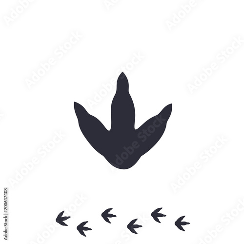 Naklejka ikona wektora śladu dinozaura na białym