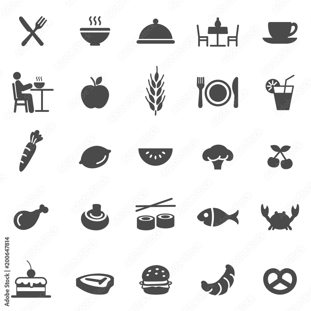 Eating black icons set.Vector Eating black icons set.Vector