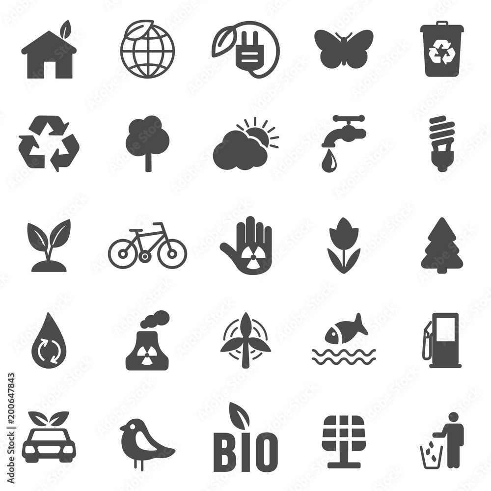 Eco black icons set .Vector