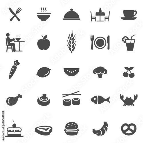 Eating black icons set.Vector