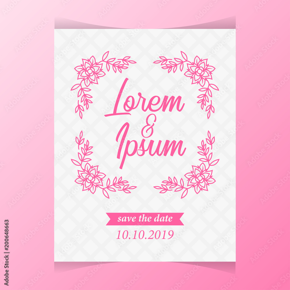 Poster Wedding Invitation with Floral frame