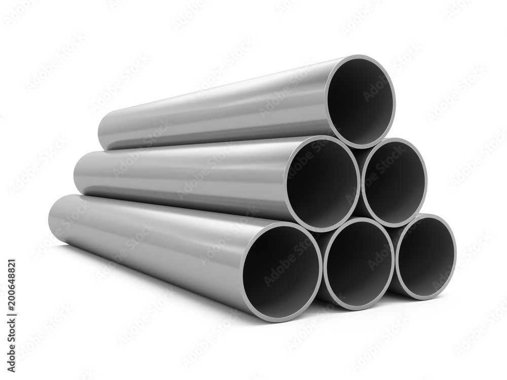3D Rendering Metal Pipes isolated on white 3D Rendering Metal Pipes isolated on white