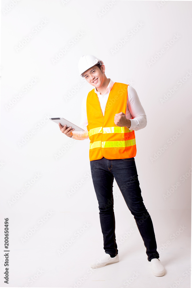 Portrait of Asian Man Isolated and Background With Gesture Sign Portrait of Asian Man Isolated and Background With Gesture Sign