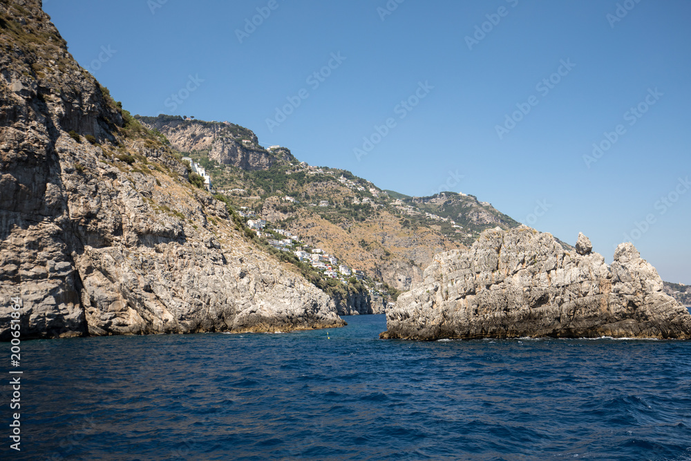 A view of the Amalfi Coast between  Sorrento and Amalfi. Campania. Italy