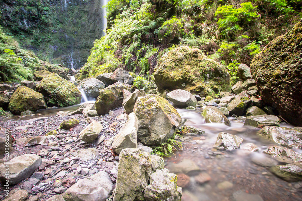 Waterfall on Levada Caldeirao Verde, Madeira, Portugal Waterfall on Levada Caldeirao Verde, Madeira, Portugal