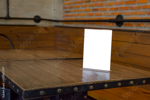 Table tent on wooden table