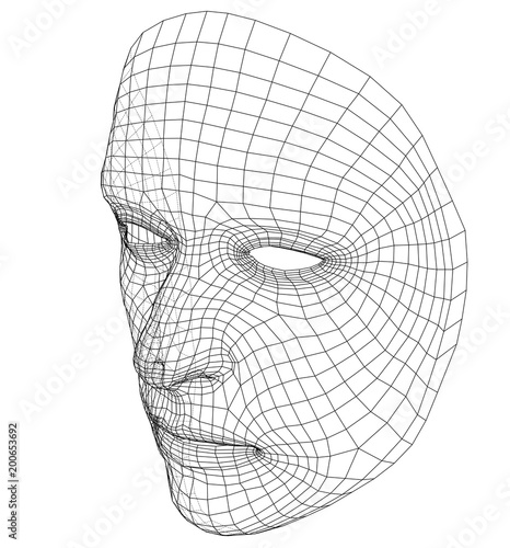 Wire-frame abstract human face