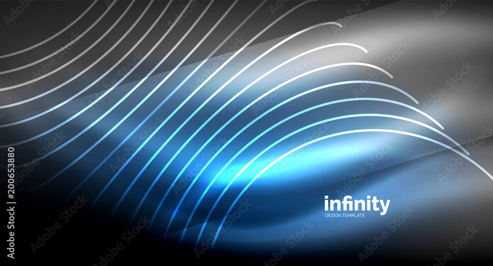 Abstract wave on dark background, shiny glowing neon digital background template Abstract wave on dark background, shiny glowing neon digital background template