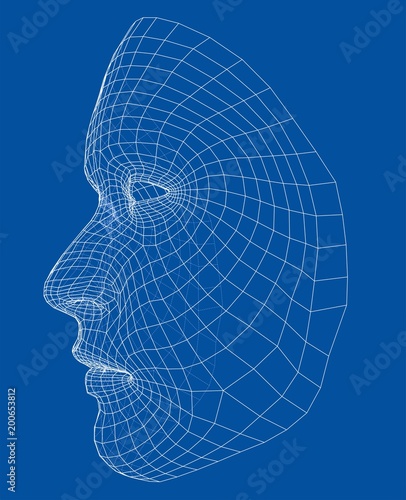 Wire-frame abstract human face