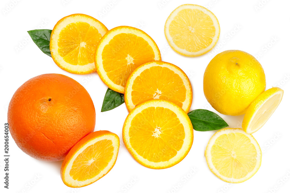 Oranges and lemons isolated on white Oranges and lemons isolated on white