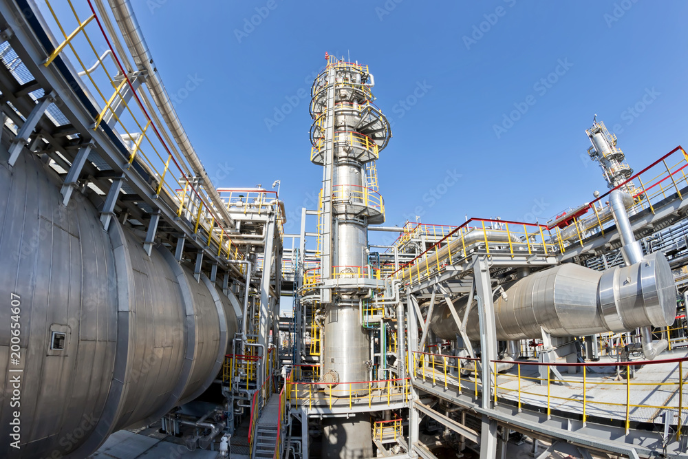 View of the equipment for purification of oil and oil products from impurities at the refinery