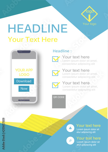 Poster flyer pamphlet brochure cover design layout  for application template download in A4 size
