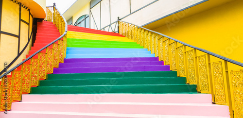 Photography Stair with steps painted in rainbow colorful,..Interior Designers