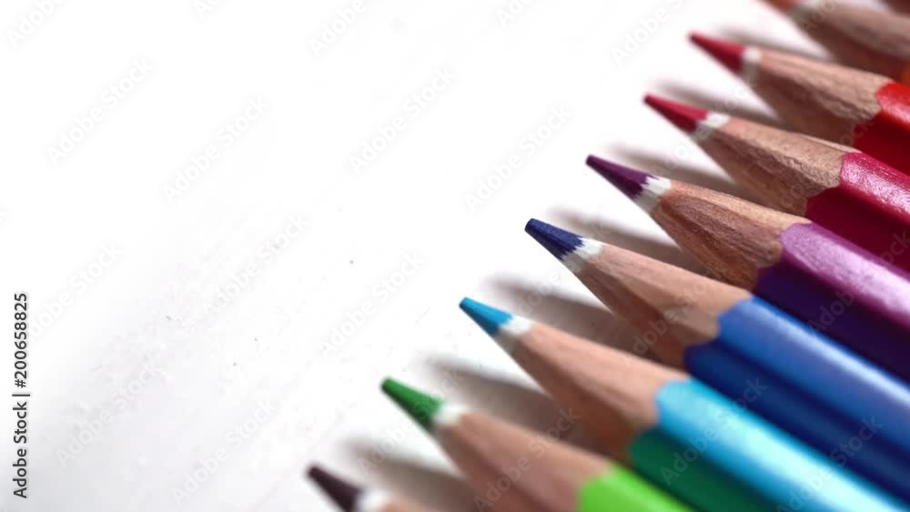 4k Color Pencils On The White Background 4k Color Pencils On The White Background