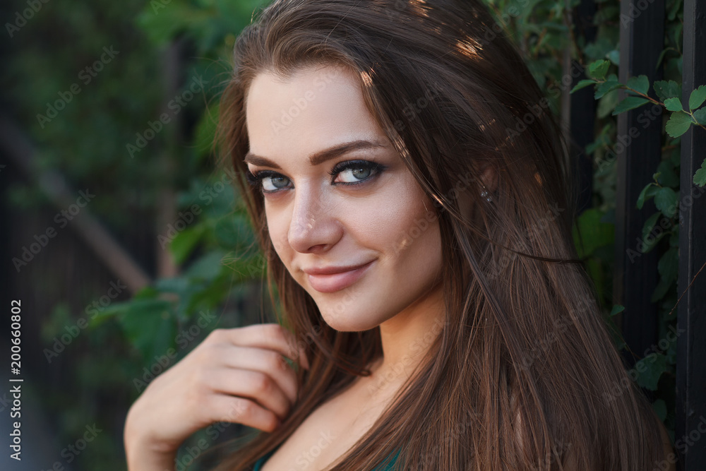 Portrait of sexy cute beautiful girl on the city street Portrait of sexy cute beautiful girl on the city street