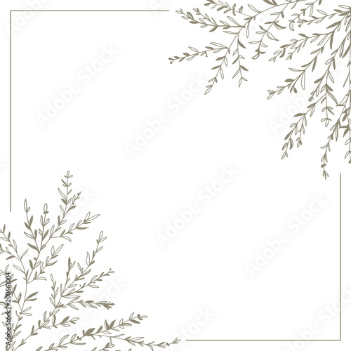 Wreath of twigs and leaves vector. Template for wedding invitati