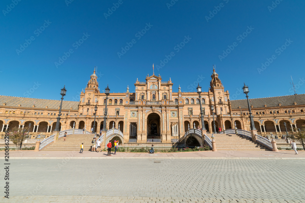 a photo in front of the main building at Plaza De Espana in Seville, Spain  