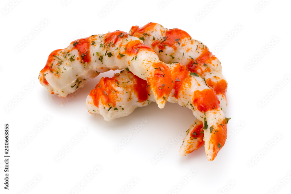 Cooked shrimps isolated on white background. Cooked shrimps isolated on white background.