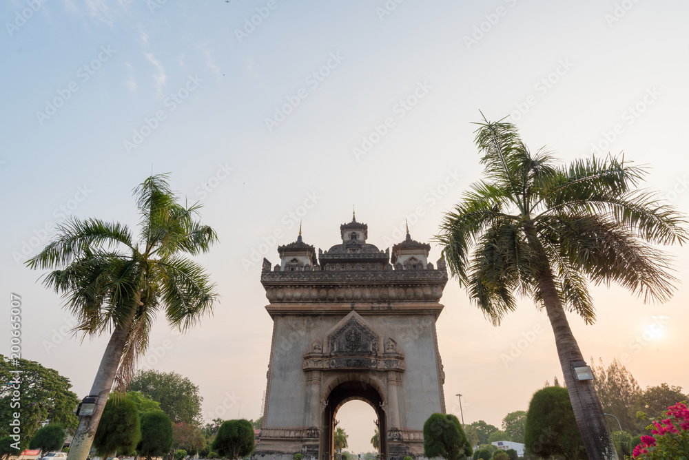Beautiful architecture Patuxay(Victory Gate) in Vientiane, Laos