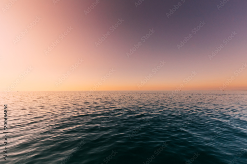 Sea Or Ocean And Colorful Sunset Or Sunrise Sky Background