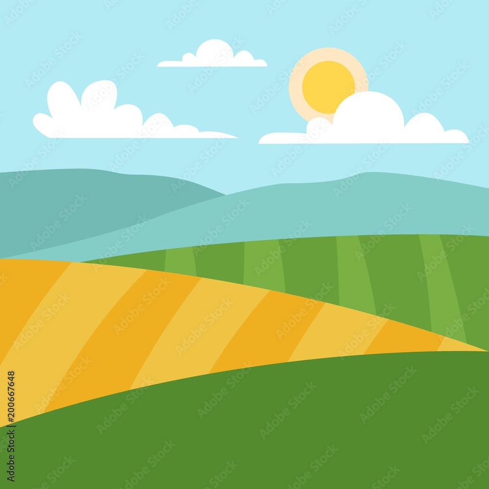 Sunny day landscape illustration