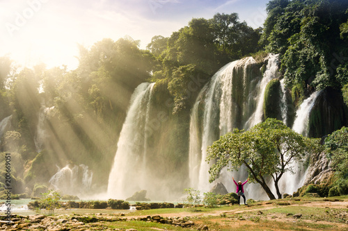 Ban Gioc Waterfall(Veitnam name) or Detian waterfall(Chinese name) Waterfall is the most magnificent waterfall in Vietnam, located in the border of Guangxi, China and Cao Bang , Vietnam.