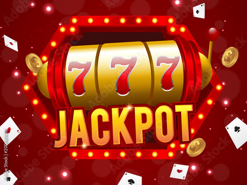 Big win 777 lottery vector casino concept with slot machine