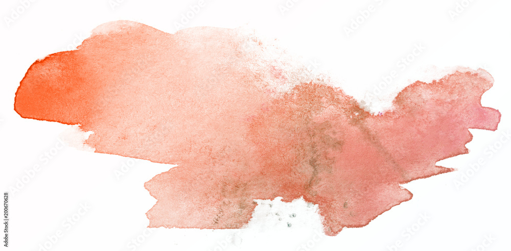 gently pink watercolor stain. Isolated on white background, element for design.