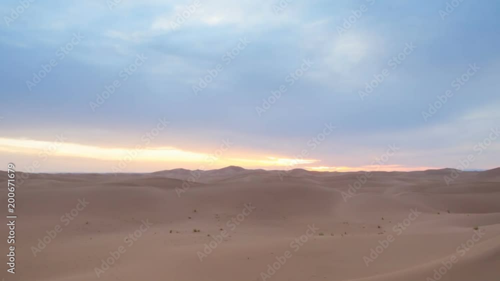 Arabian Sahara dunes in Morocco sunset pan timelapse Arabian Sahara dunes in Morocco sunset pan timelapse