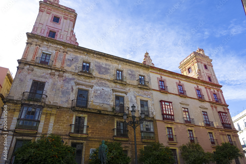 wonderful historc old buildings at Cadiz, Spain, Andalusia, Campo del Sur