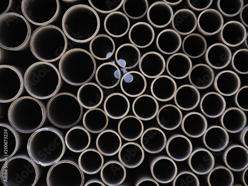 Asbestos cement pipes used for drainage construction. Texture for background.  