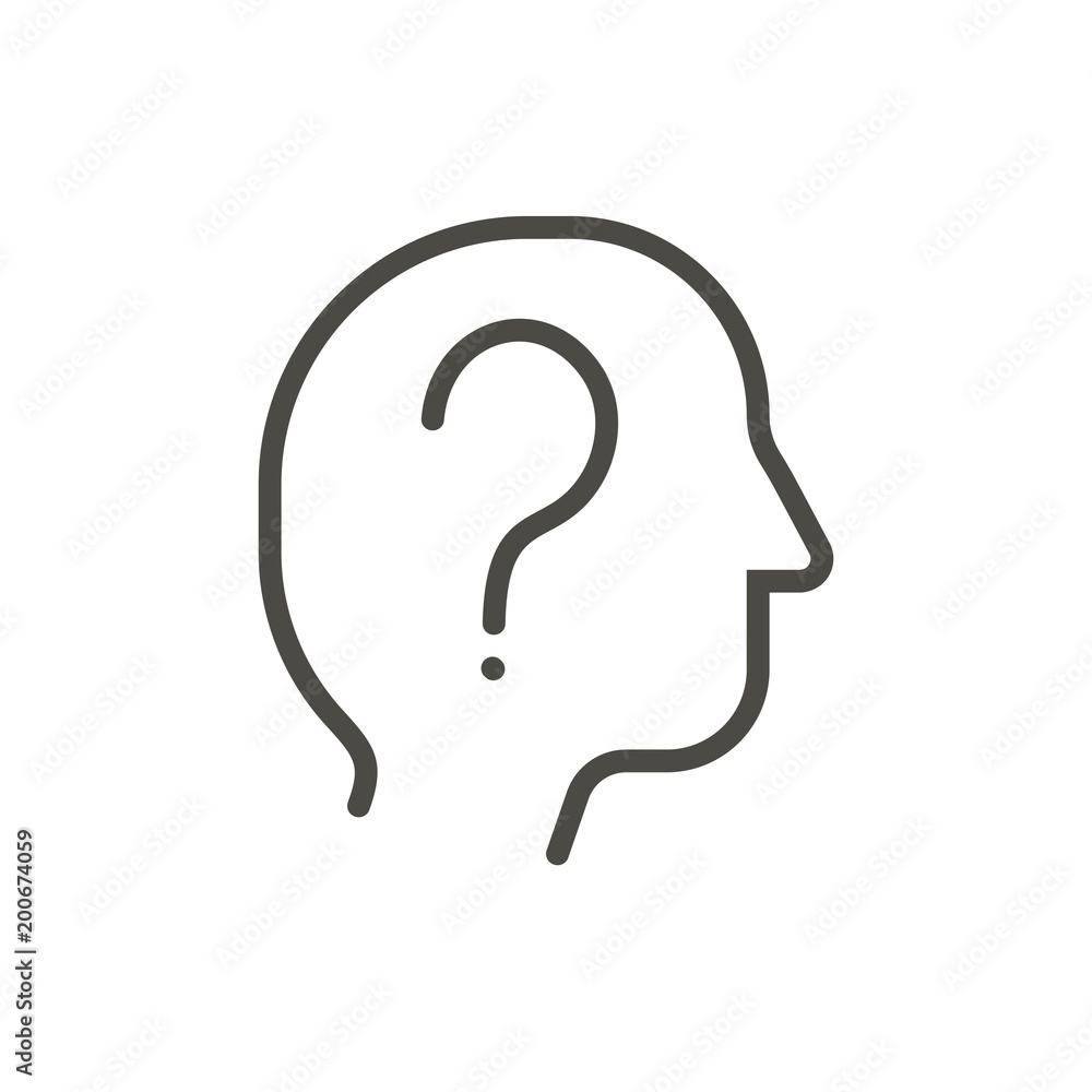 Question icon vector. Outline question mark in human head. Line symbol. Question icon vector. Outline question mark in human head. Line symbol.