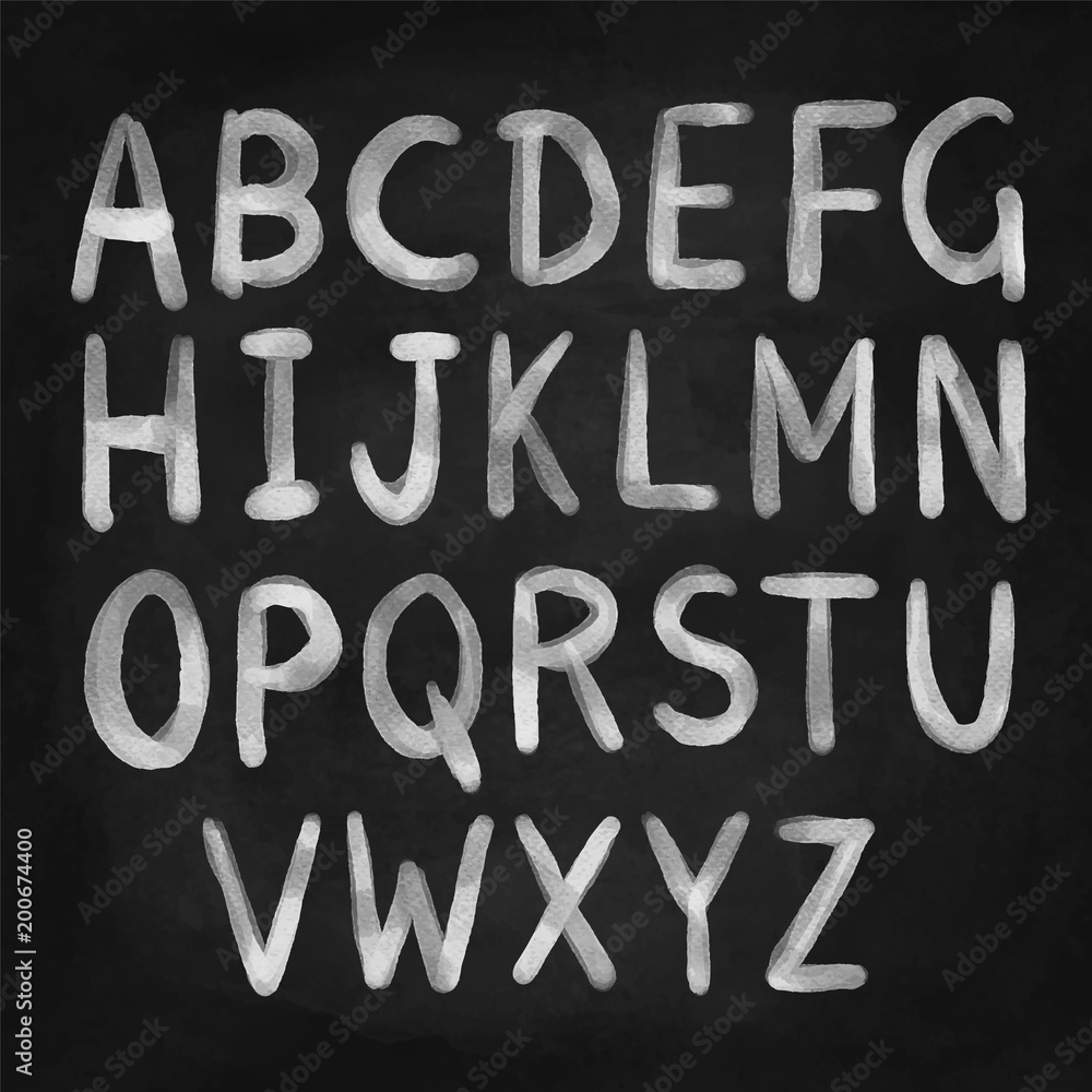 Hand drawn watercolor alphabet, font, letters Hand drawn watercolor alphabet, font, letters