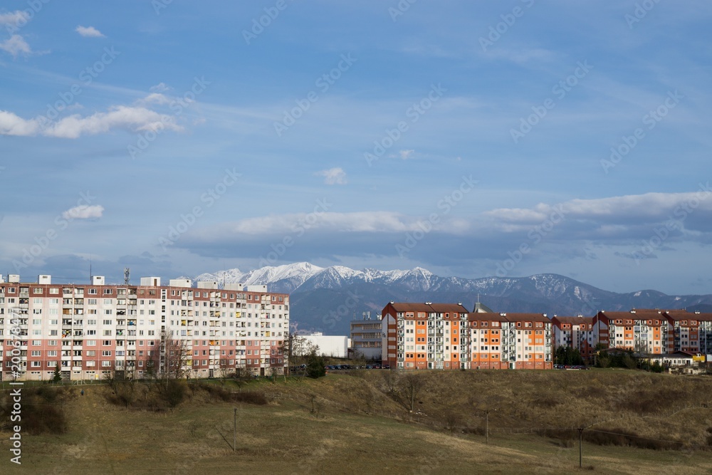 Sunrise and sunset over the buildings in the Zilina city. Slovakia Sunrise and sunset over the buildings in the Zilina city. Slovakia
