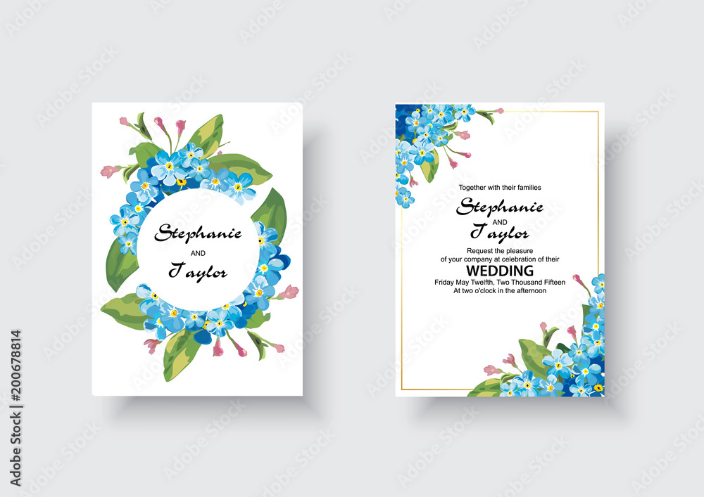 Wedding Invitation, floral invite thank you, rsvp modern card Design: green tropical palm leaf greenery eucalyptus branches decorative wreath frame pattern. Vector elegant watercolor rustic template