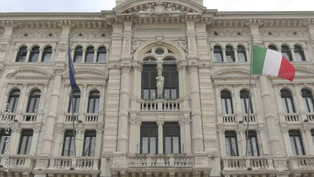 Low angle of the city hall's facade in Trieste Low angle of the city hall's facade in Trieste